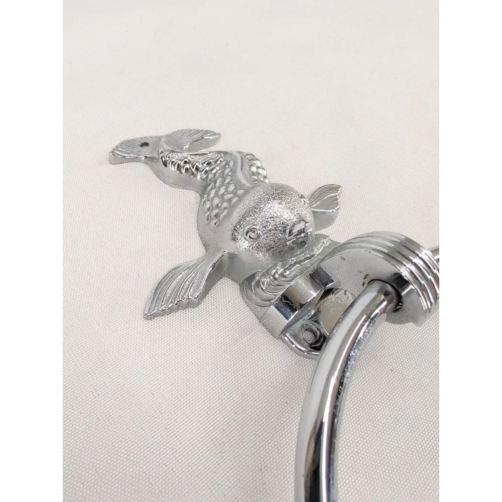 Hall-Mack Towel Ring Chrome Silver Vintage MCM Koi Fish Dolphin